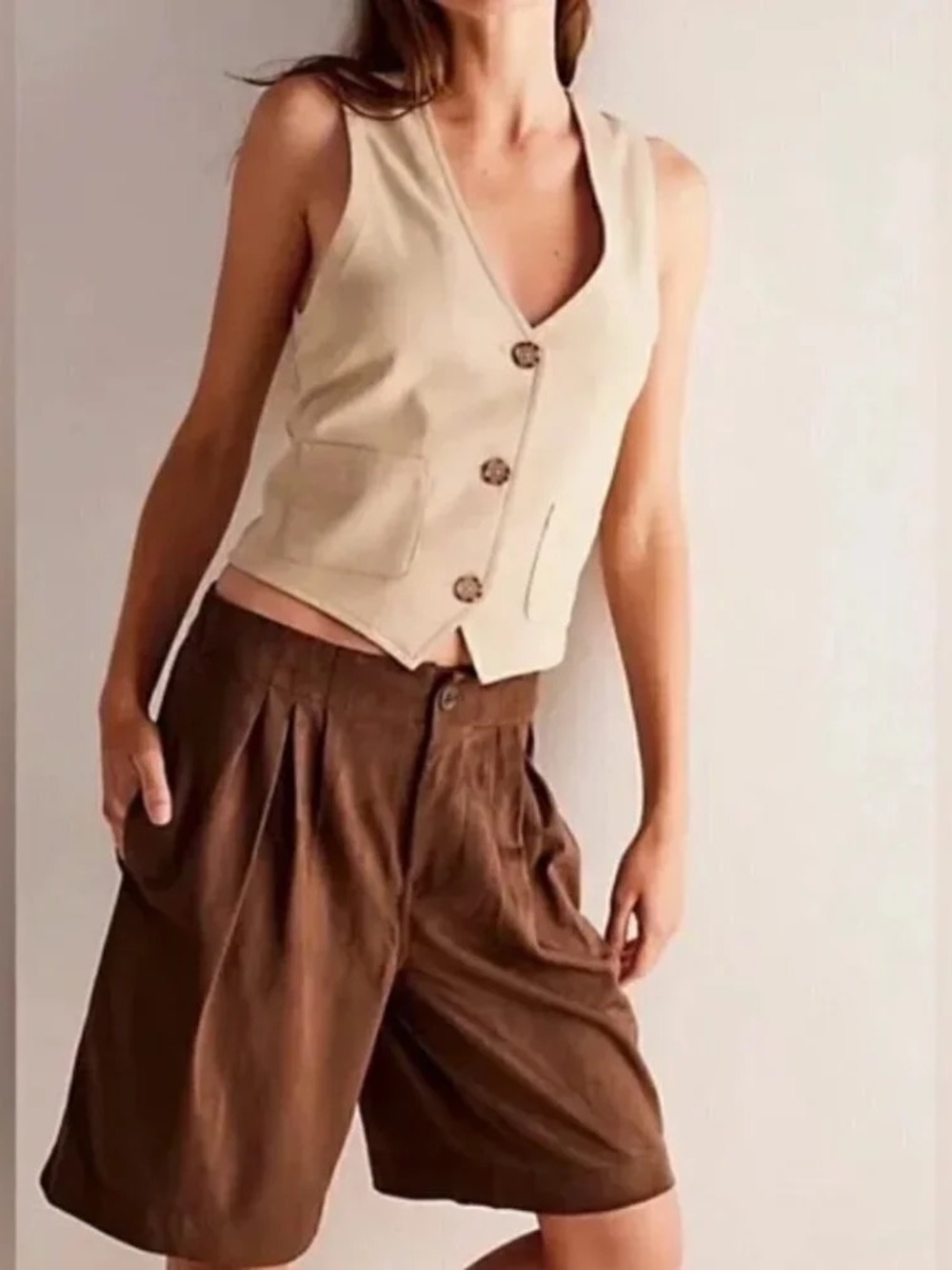 Free People Straight On Vegan Suede Bermuda Shorts S NWTa